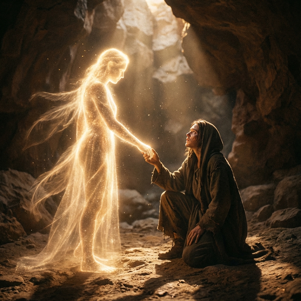 An angel helping someone stand up